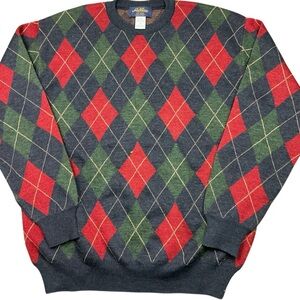 Vintage Saint  Pierre diamond Argyle knit wool sweater made in Italy size medium